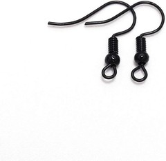 100Pcs Black 20×17mm Black Earring Hooks Hypo-allergenic Ear Wires Fish Hooks