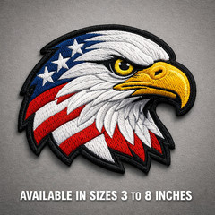 USA Flag Bald Eagle Embroidered Patch Iron On Jacket Vest Hat