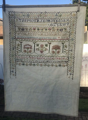 Vintage Cross Stitch The Chase Sampler S142 Williamsburg Partial Completed AS IS