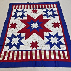 Handmade Stars of Victory Cotton Patchwork quilt top/topper Twin Size 71×86″