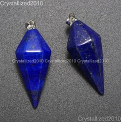 Natural Gemstone Hexagonal Pyramid Pointed Reiki Chakra Healing Pendant Beads
