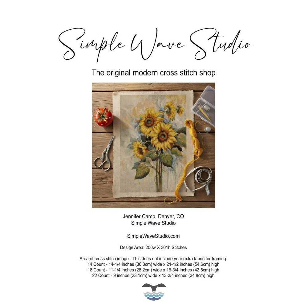 Sunflower Bouquet Counted Cross Stitch Pattern Chart