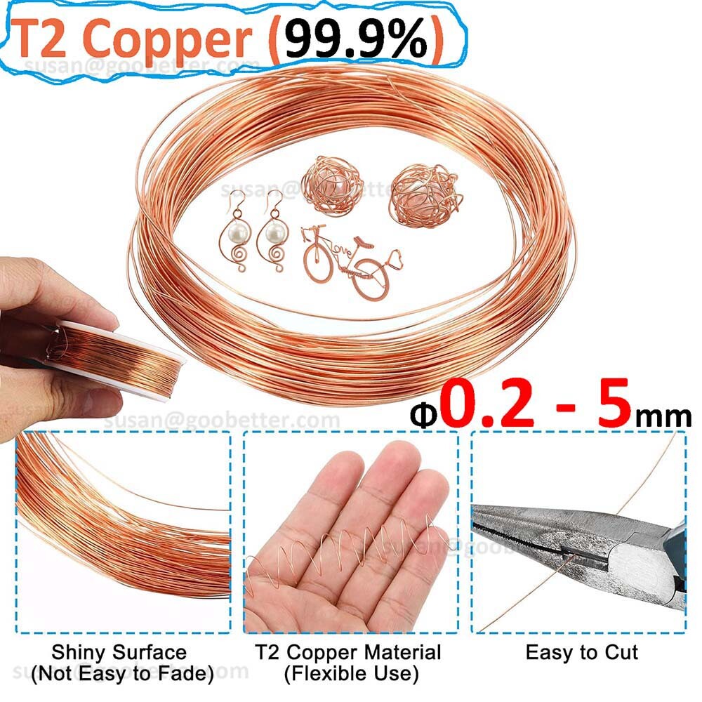 ROUND COPPER WIRE SOLID BARE PURE Unplated 0.2 – 5mm Jewelry Making / Wire Craft