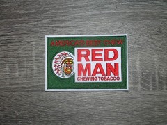 Red Man Chewing Tobacco Retro Style Embroidered Iron-On Patch 4.5″ x 3″ *LARGE*