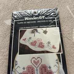 2 WonderArt Cross My Heart 15″ x 42″ Cross Stitch Dresser Scarf Sealed Package