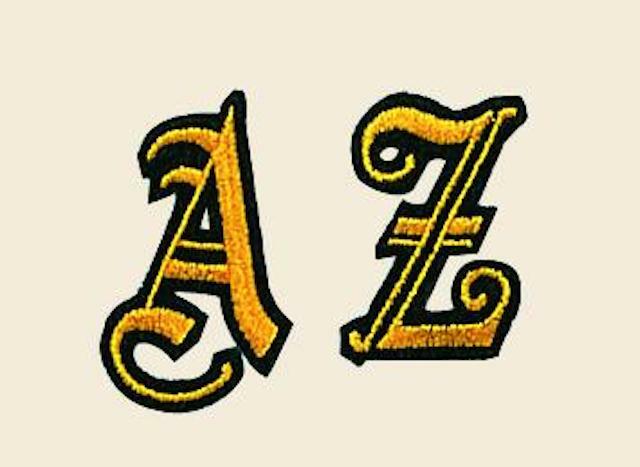 2″ Old English Embroidered Gold Patch Pick Letters Iron On or Sew On