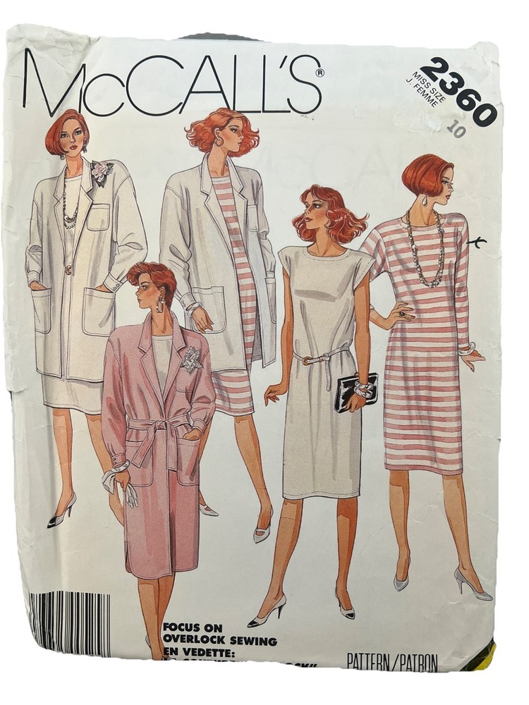 McCalls Sewing Pattern 2360 Coat Jacket Dress Career Capsule Wardrobe Uncut 10