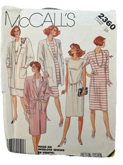 McCalls Sewing Pattern 2360 Coat Jacket Dress Career Capsule Wardrobe Uncut 10