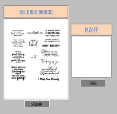 THE RIGHT WORDS Metal Cutting Dies and Clear Stamps Scrapbook DIY Handmade Card