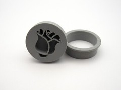 Inverted Rosebud Flower Pendant Clay Stamp With Round Cutter