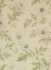 COLEFAX & FOWLER CURTAIN FABRIC ‘TREE PEONY – IVORY/LEAF’ 3.5 METRES 100% Linen