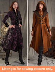 SEWING PATTERN Womens Costume Long Maxi Coat Jacket Steampunk Cosplay Hood 8769