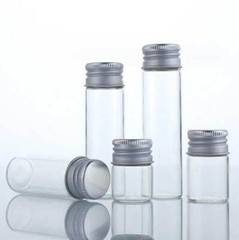 Luxurious 5ml-200ml Empty Transparent Glass Storage Bottle Aluminum Silver Cap