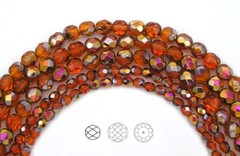 Czech Glass Fire Polished Round Faceted Beads Indian Red Sun Santander 3m 4mm 6m