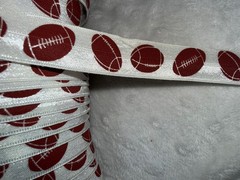 10 yards white brown football footballs FOE stretch foldover elastic 5/8″ wide