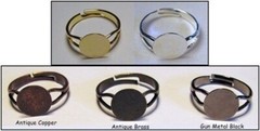 100 Adjustable RING BLANKS 10mm pad ~ 20 x 5 Different Colors Nickel + Lead Free