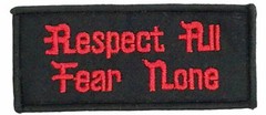 RESPECT ALL – FEAR NONE Embroidered Jacket Vest Patch Motorcycle Biker iron-on