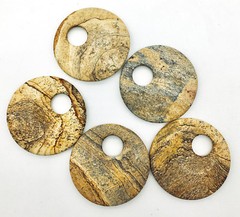 Handcraft Natural Gem Stone Large 45mm 1-3/4″ Donut Agogo pendant Pick stones