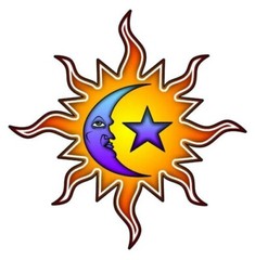 celestial sun fabric applique iron on custom not embroidered 4.5 inch