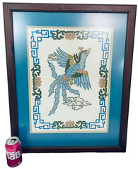 Large Finished Cross Stitch Imperial Phoenix Bird Serendipity Framed 22 “x 28”