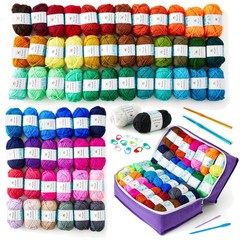 62 Assorted Colors Yarn Pack – Beginner Crochet Set