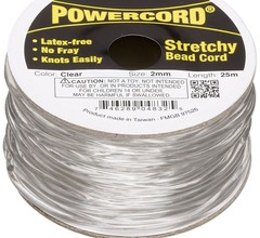 Powercord, 25 Meter Spool Clear No Fray Stretchy Elastic 2mm with 21.5lb Test