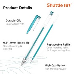 Metallic Gel Pens 50 Pack Set 25 Colors with 25 Refills Art Drawing