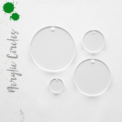 CLEAR ACRYLIC CIRCLE BLANK WITH HOLE 1/16″ THICK- (PACK 25-50-100) SELECT SIZE