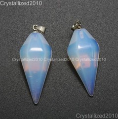 Natural Gemstone Hexagonal Pyramid Pointed Reiki Chakra Healing Pendant Beads