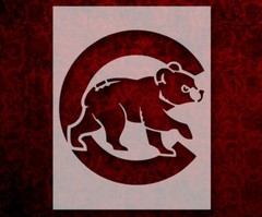 Chicago Cubs With Bear Cub 8.5″ x 11″ Custom Stencil FAST FREE SHIPPING (139)