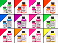 Neon Paint 12 Colors Angelus Acrylic Leather /Vinyl Paint /Dye Waterproof – 4 oz