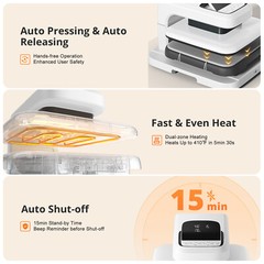 HTVRONT Auto Heat Press 2-Digit 15×15 for T Shirt Printing Adjustable Pressure