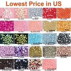 1000 pcs Half Round Flat Back Pearl Beads Multi Color Size 2mm 3mm 4mm 5mm 7mm