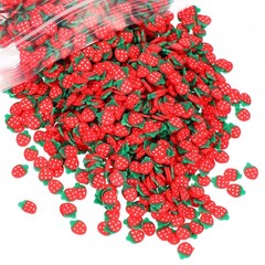Polymer Clay Slices, 100g Strawberry Cartoon Slice Fruit Art Slices, Red Green