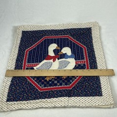 Vintage Set of 2 Goose Duck Quilted Pillow Cover Panels 16.5″ Cranston Cottage