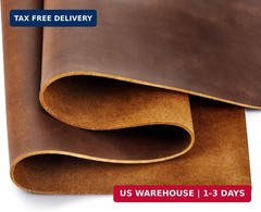 Genuine Leather Tooling Sheets 1.8-2.0MM Thick Full Grain Oil Tan Crazy Horse