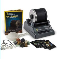 NATIONAL GEOGRAPHIC Hobby Rock Tumbler Kit – Includes Rough Gemstones, 4 Polish