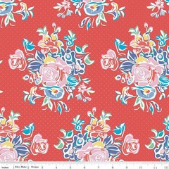 Always In Season Cotton Fabric Riley Blake Floral Red By the Yard