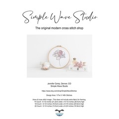 Pink Daisy Flower Boho Abstract Watercolor Counted Cross Stitch Pattern Chart