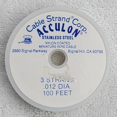 Acculon Beading Wire 3 Strand .012 100 Ft Nylon Coated Stainless Steel NEW