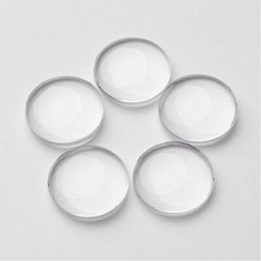 5 Glass Cabochons Round Clear Glass Cabochons Flat Back 20mm Cabochons