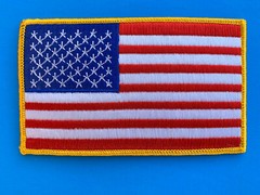 LARGE USA AMERICAN FLAG EMBROIDERED PATCH SEW-ON IRON-ON GOLD BORDER (3″X5″)