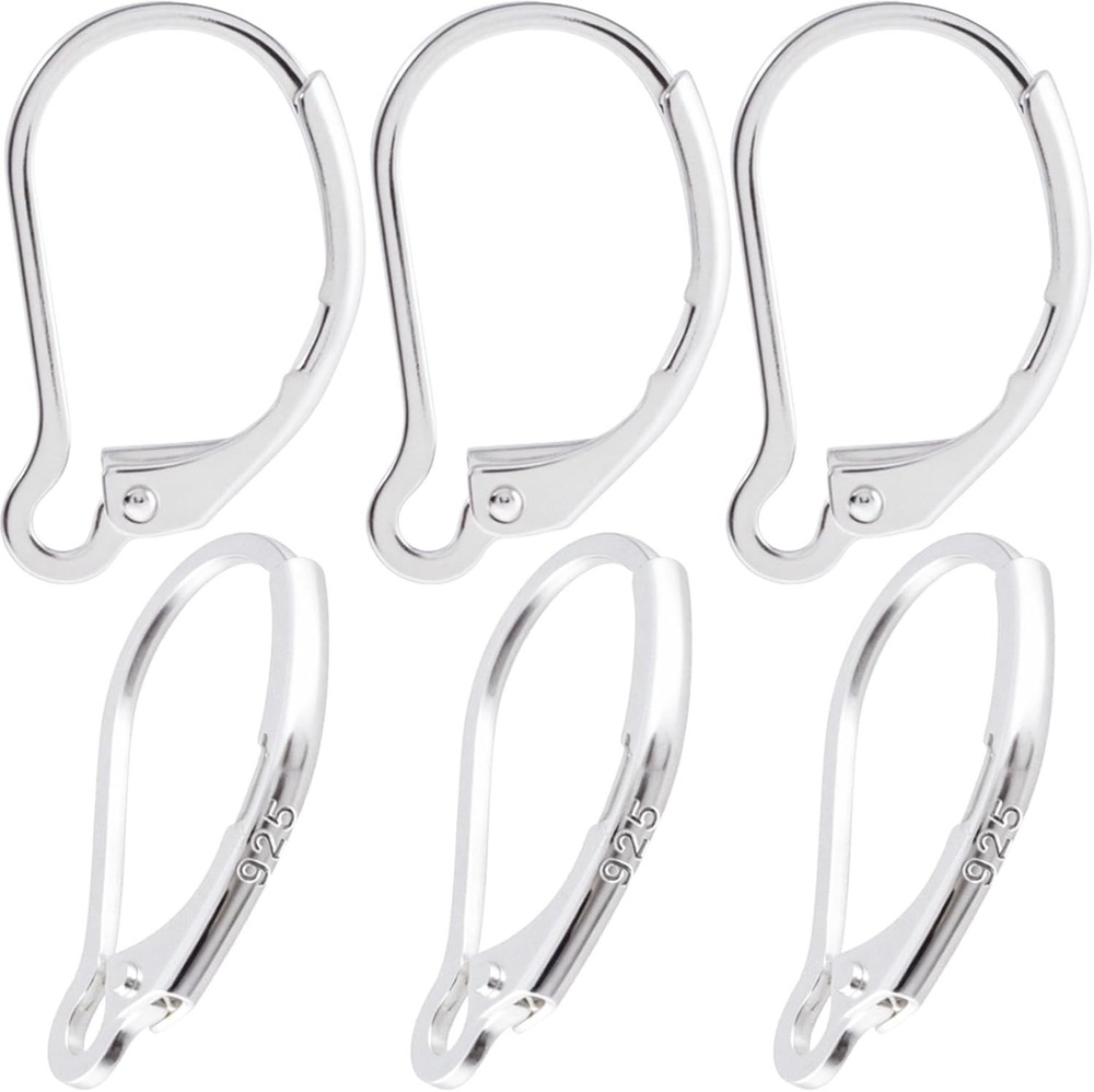 6pcs 925 Sterling Silver Earring Hooks, Hypoallergenic Leverback Earring Back…