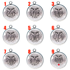 Reindeer Names Glass Cabochon Charms