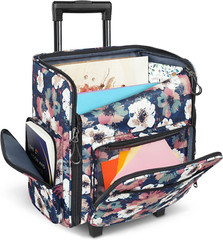 Rolling Craft Bag, Large Roller Scrapbook Tote with Wheels, Water Resistant Scra