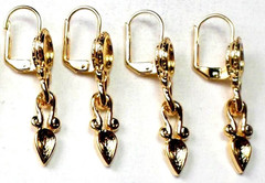 2 Pairs Vintage 1960/70’s Gold Plated Earring Dangle Setting Hold 6mm Cab 38x9mm