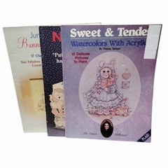 Lot 3 Vintage Rabbit Bunny Decorative Painting Pattern Books Plaid FolkArt
