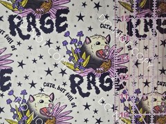 100% Cotton Woven Novelty Fabric Opossum Possum Rage By The 1/4 Yard 9×56