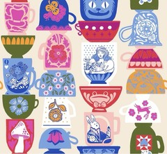 Ruby Star Society Fabric “Hello Alice” 1/2 Yard Tea Party Shell New! 100% Cotton