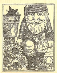 Garden Gnome on Bench Wood Mounted Rubber Stamp Impression Obsession H1897 NEW